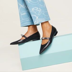 NWT Hermes Kelly Black Ballet Leather Flats 36.5  US 6